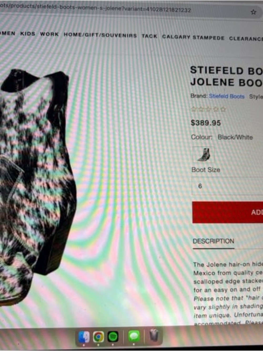 Jolene Black/White Hair-On Hide Ankle Boot